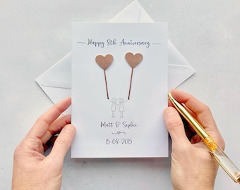 8th Anniversary card - Bronze wedding anniversary - can be personalised