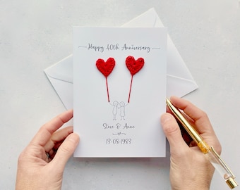40th Anniversary card - Ruby wedding anniversary