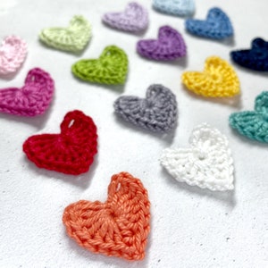 Mini crochet hearts Crochet hearts appliqué image 3