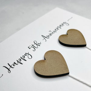 5th Anniversary card Wood wedding anniversary image 3
