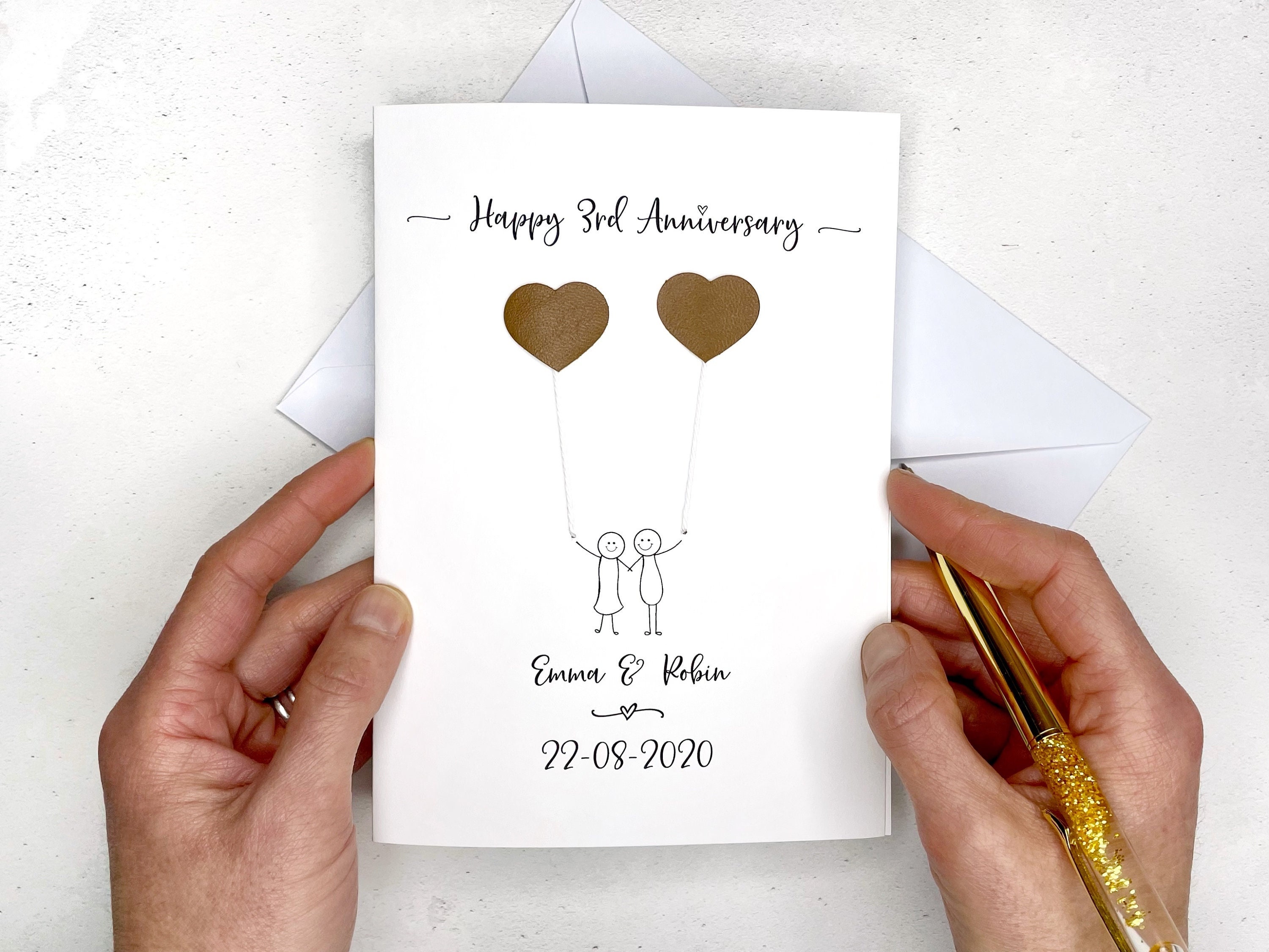 Baff Sexy Hindi Video - 3rd Anniversary Card Leather Wedding Anniversary Faux - Etsy