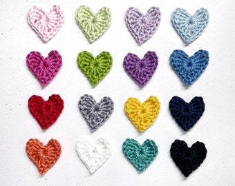 Mini crochet hearts - Crochet hearts appliqué