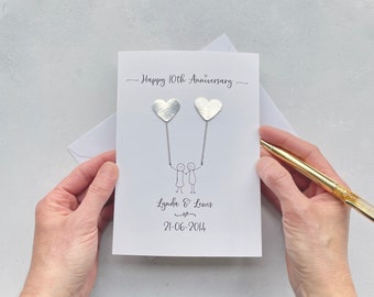 10th Anniversary card - Aluminium or Tin wedding anniversary