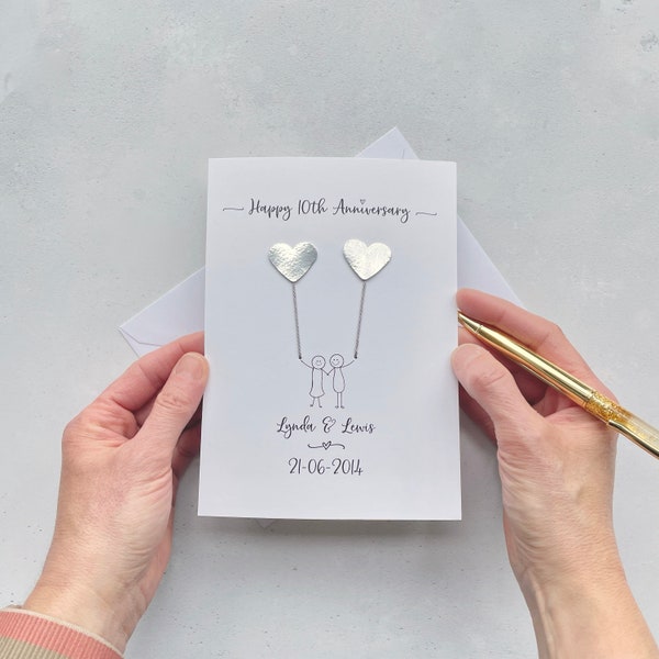 10th Anniversary card - Aluminium Tin wedding anniversary