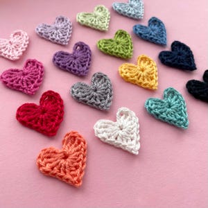 Mini Crochet Hearts: 100% Cotton Appliqué - Handmade Embellishments