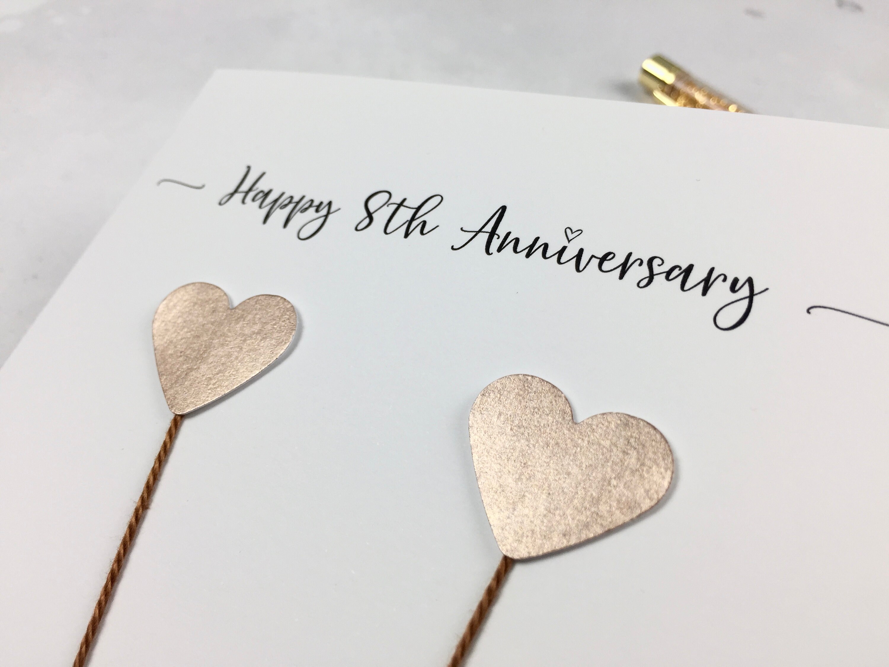 8th Anniversary Card Bronze Wedding Anniversary Etsy UK