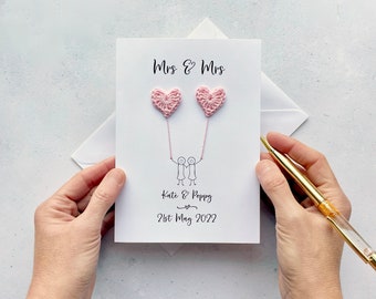 MRS & MRS card - Same sex wedding card - Personalised