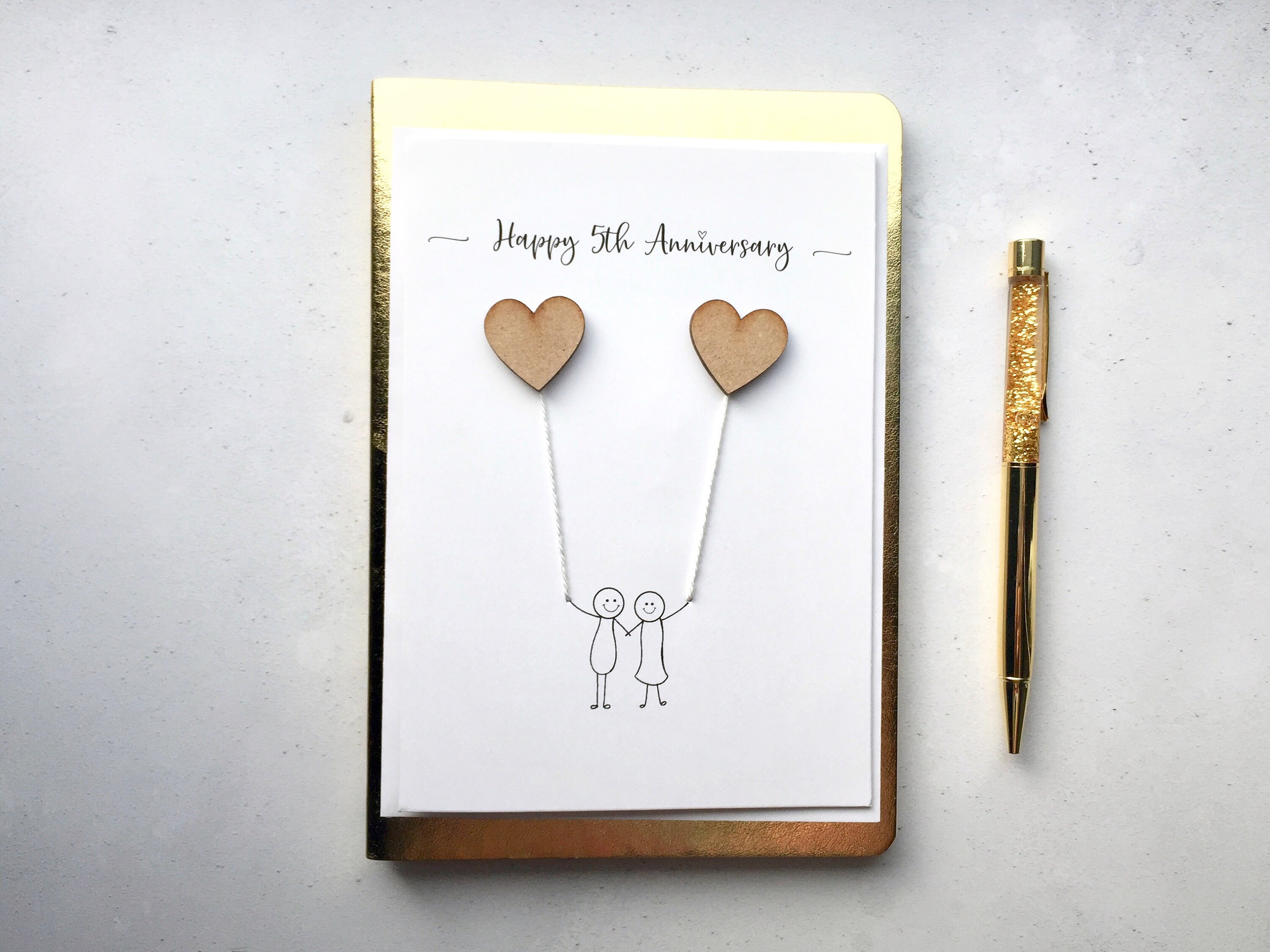 5th Anniversary Card Personalised Wood Wedding Anniversary Etsy UK