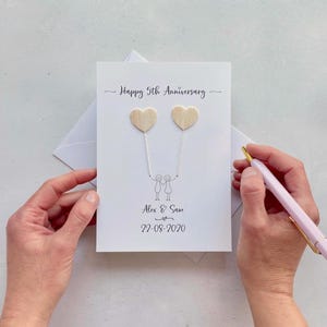 5th Anniversary card - Wood wedding anniversary - can be personalised