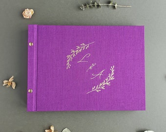 Purple Instax mini guestbook, Wedding guest book pages with spacers, Completely handmade guest photo album, unique gift for a couple