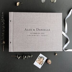 Guestbook with spacers for Instax mini photos, Compatible with Polaroid photos, Lay flat pages, OFF-WHITE pages