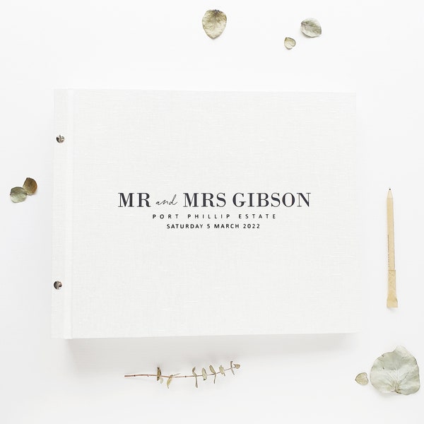 Linen Guest Book Etsy