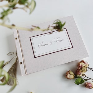 Wedding light pink guest book with Gold Tassels, Personalized Photo Guest book, instax Wedding Album, Photo boot album