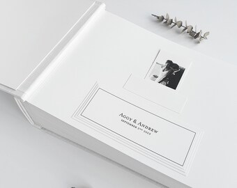 Wedding guest book, Linen photo album with pockets for polaroids, wedding gift ideas 2024