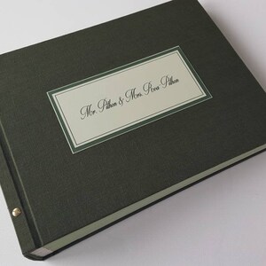 Forest green guest book with instax photo slots and note cards to write, by OreDesignSpace image 1