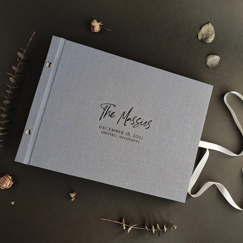 Dusty Blue Wedding Guest Book Blank Pages Available in Etsy