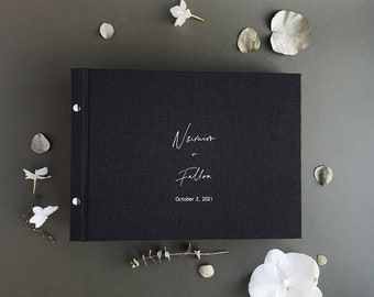 Black  Instax wedding guestbook, Black pages with photo pockets and note cards, A guest book with a unique interior,  gift for a couple 2022