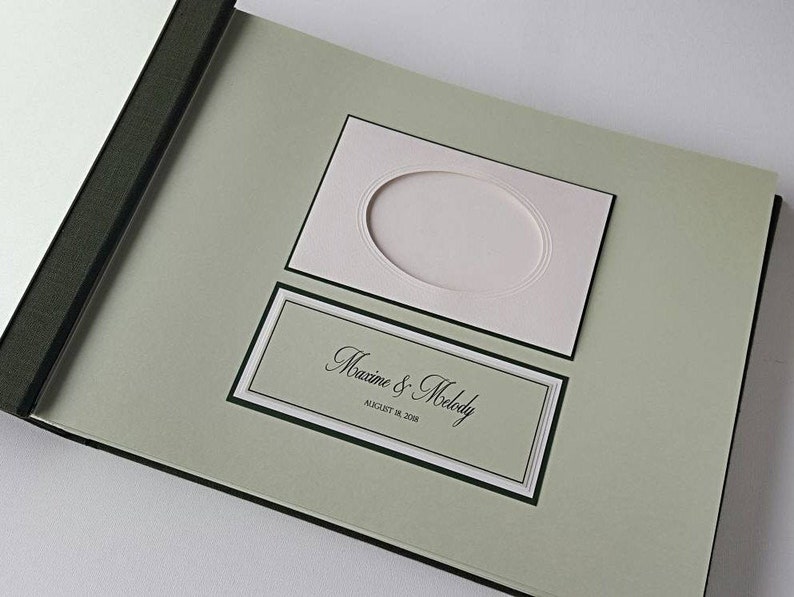 Forest green guest book with instax photo slots and note cards to write, by OreDesignSpace image 3