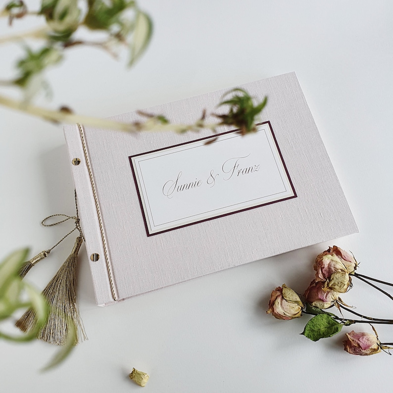 Wedding Light Pink Guest Book With Gold Tassels Personalized Etsy
