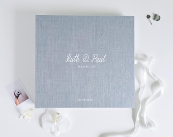 200 Photos Guest Book, Photo Album for Polaroid Pictures, Personalized Linen Cover