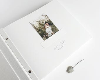 Large Linen Guest Book With Photo Slots | Modern Memory Album | Thick Pages With Spacers