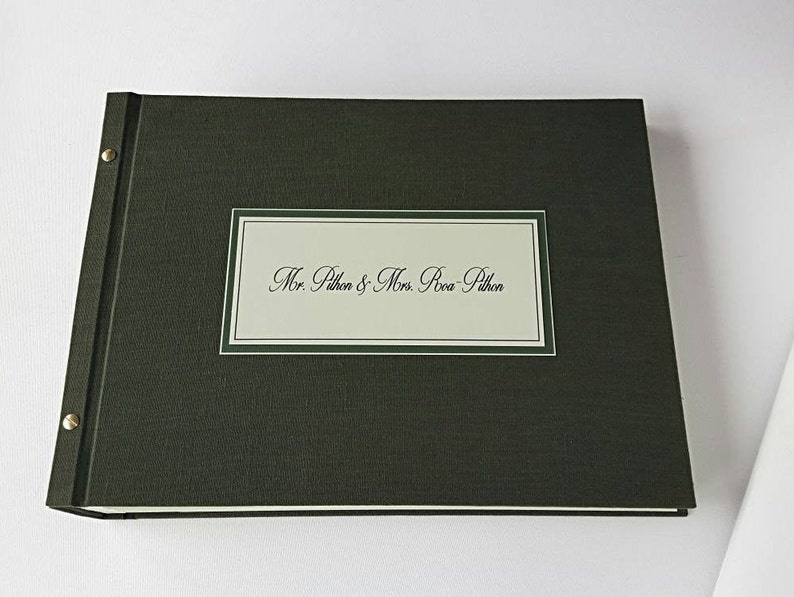 Forest green guest book with instax photo slots and note cards to write, by OreDesignSpace image 2