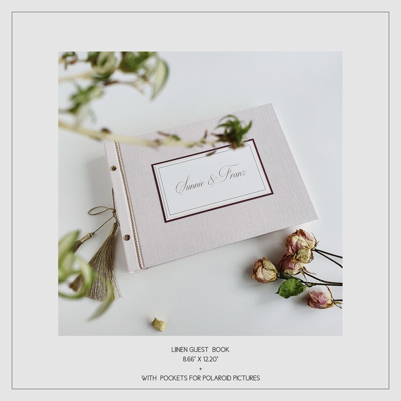 Wedding Light Pink Guest Book With Gold Tassels Personalized Etsy