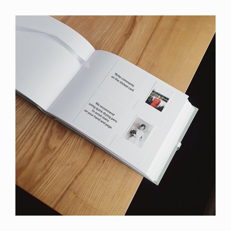 Wedding Guest Book, Linen Photo Album With Pockets for Polaroids