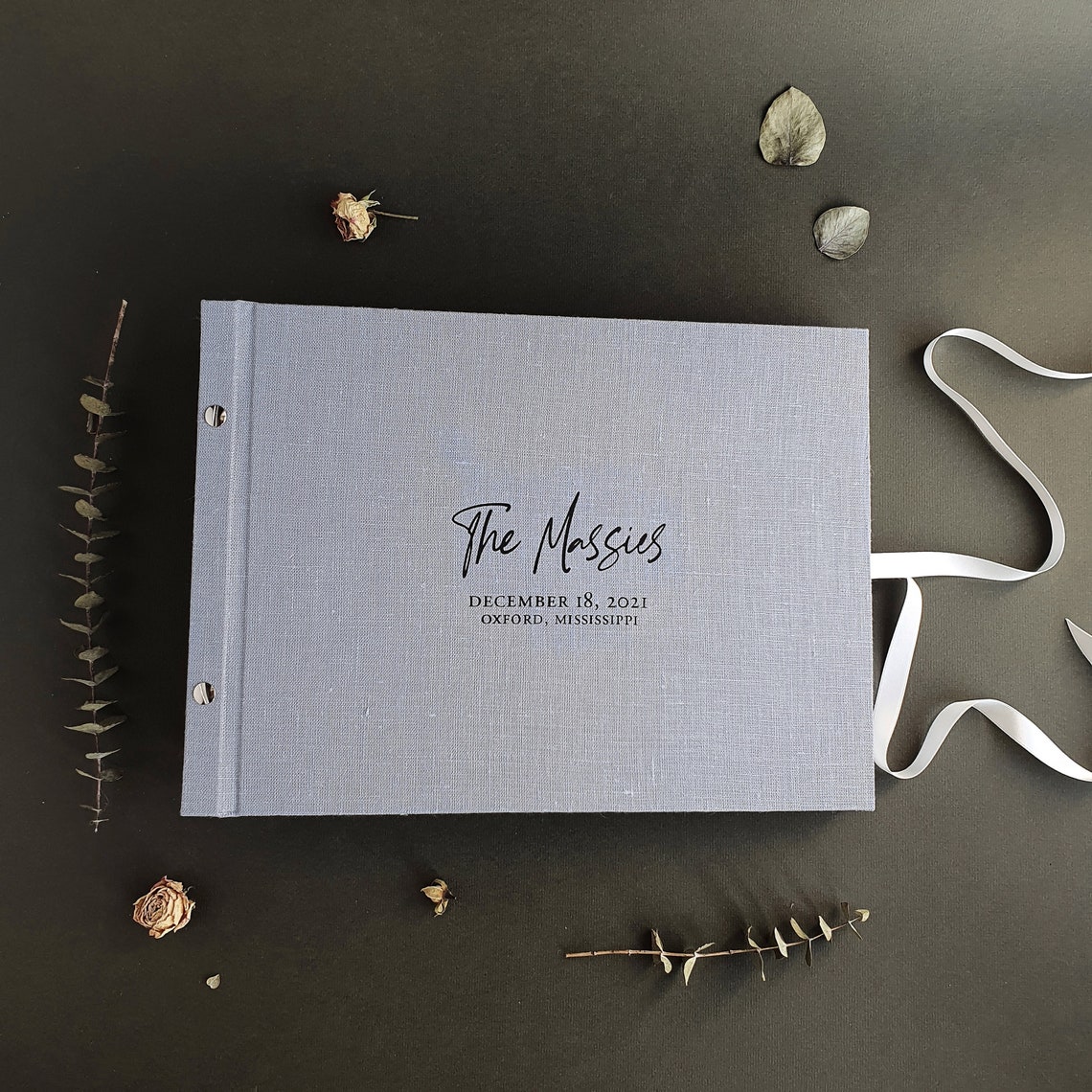 Dusty Blue Wedding Guest Book Blank Pages Available in | Etsy