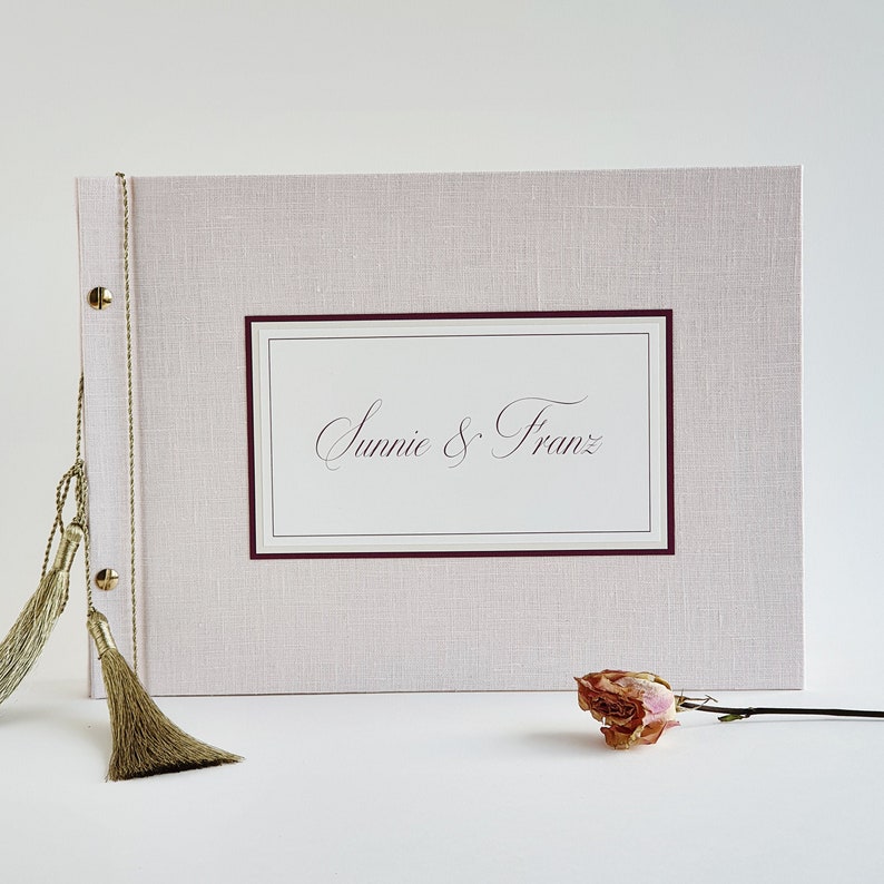 Wedding Light Pink Guest Book With Gold Tassels Personalized Etsy