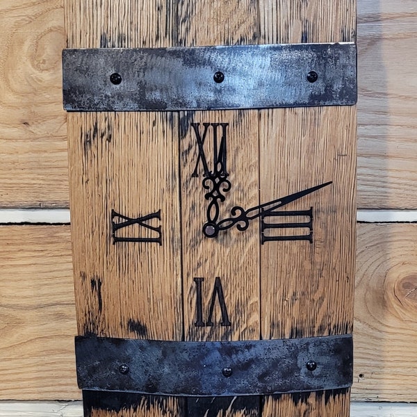 Bourbon Barrel Clock, Whiskey Barrel Clock, Barrel Stave Clock