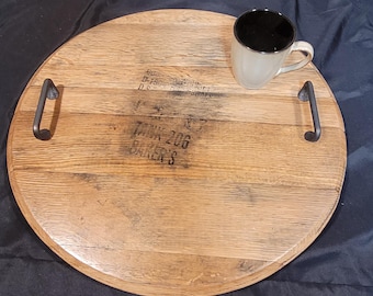 Bakers Bourbon Barrel Head Tray with Optional Lazy Susan