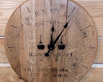 Woodford Reserve Bourbon Barrel Lid Clock: Laser Engraved
