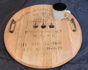 Woodford Reserve Bourbon Barrel Head Tray with Optional Lazy Susan