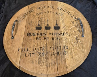Woodford Reserve Bourbon Barrel Head Tray with Optional Lazy Susan