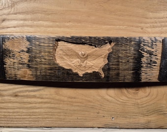 Engraved Eagle on Authentic Kentucky Bourbon Barrel Stave