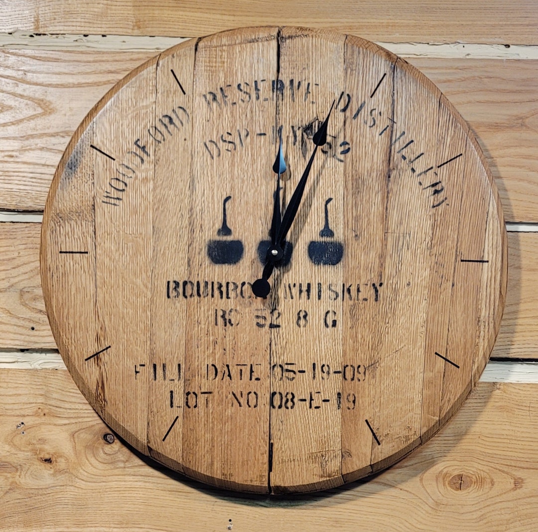 Woodford Reserve Bourbon Barrel Lid Clock Laser Engraved Etsy
