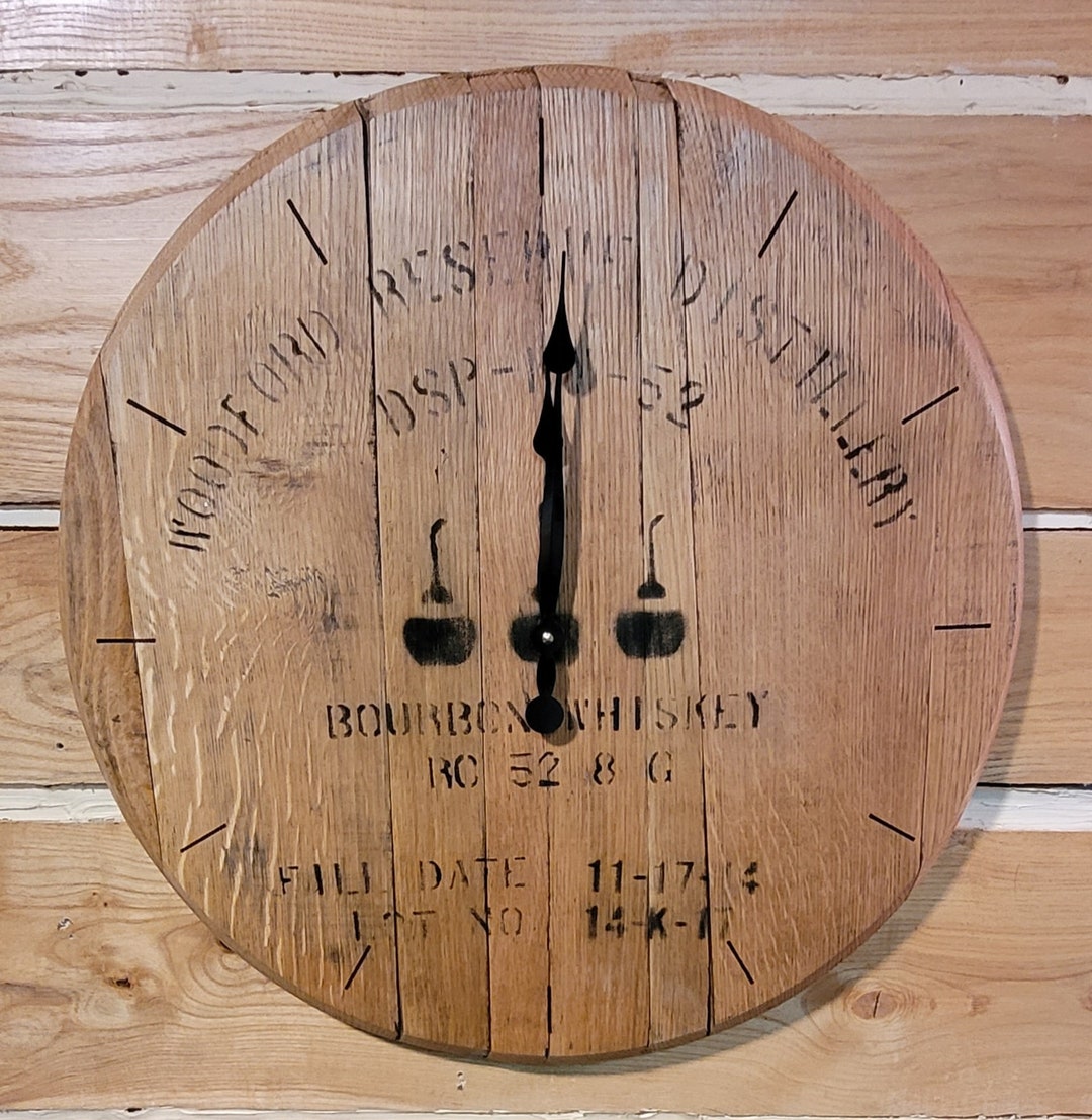 Woodford Reserve Bourbon Barrel Lid Clock Laser Engraved Etsy