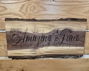 Amazing Grace Engraved Live Edge Wall Hanging