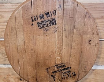 Buffalo Trace Bourbon Barrel Head Tray with Optional Lazy Susan, or Wall Hanger
