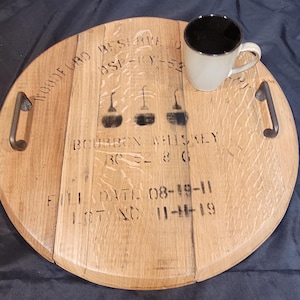 Woodford Reserve Bourbon Barrel Head Tray with Optional Lazy Susan