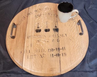 Woodford Reserve Bourbon Barrel Head Tray with Optional Lazy Susan