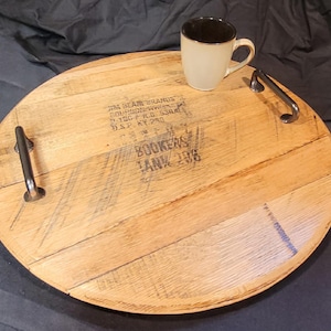 Bookers Bourbon Barrel Head Tray with Optional Lazy Susan