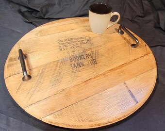 Bookers Bourbon Barrel Head Tray with Optional Lazy Susan