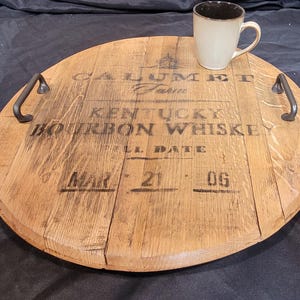 Calumet Farm Bourbon Barrel Head Tray with Optional Lazy Susan