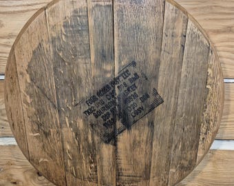 Four Roses Bourbon Barrel Head Tray with Optional Lazy Susan, or Wall Hanger