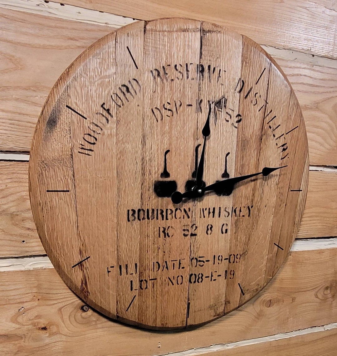 Woodford Reserve Bourbon Barrel Lid Clock Laser Engraved Etsy