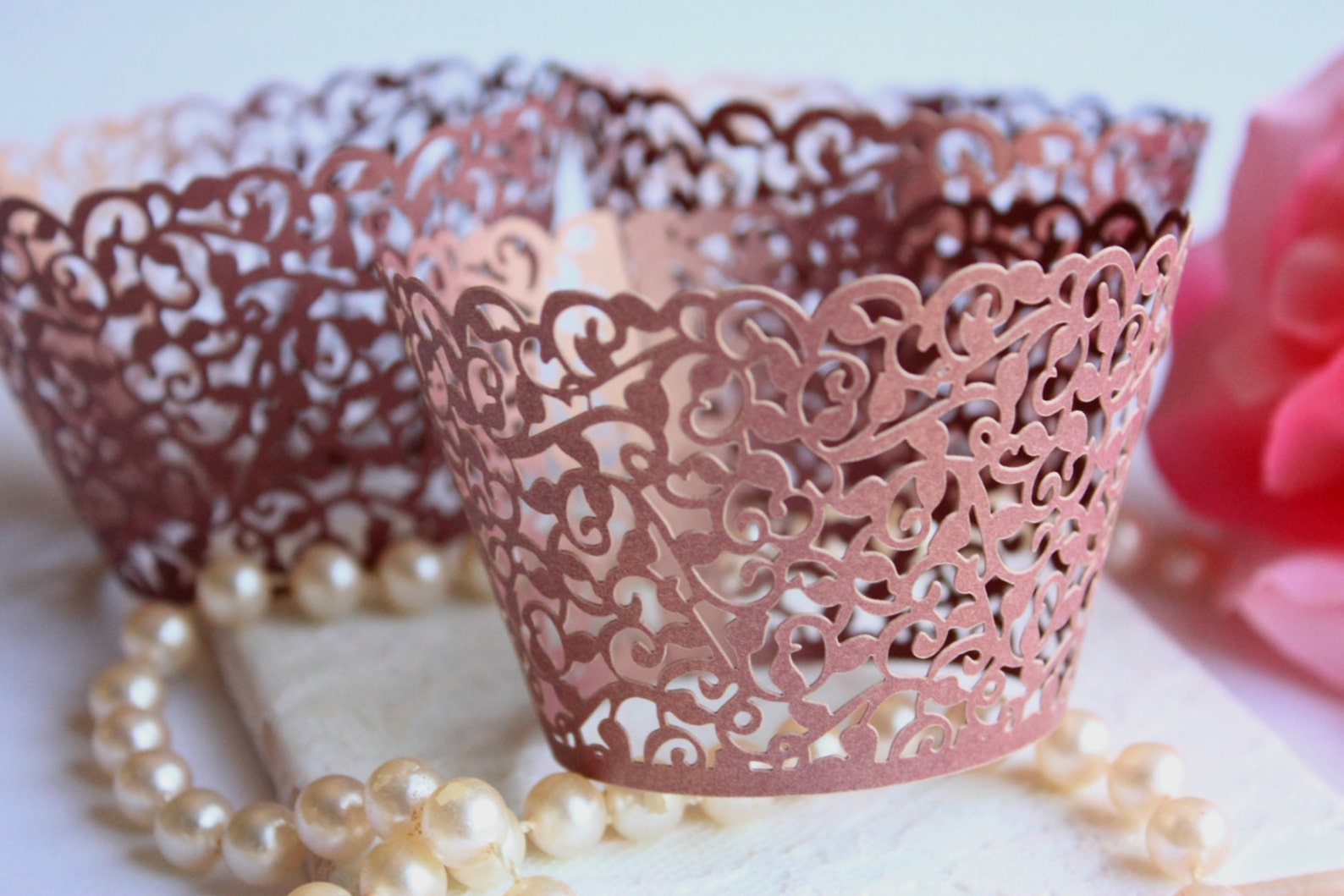 Burgundy Lace Filigree Cupcake Wrappers for MINI or Standard Etsy
