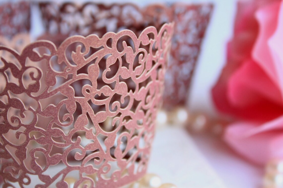 Burgundy Lace Filigree Cupcake Wrappers for MINI or Standard Etsy