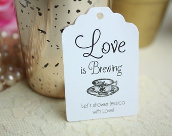 Love is Brewing Favor Tag, Favor Tag for Tea and Coffee Favours for Weddings, Bridal Showers - Set of 20